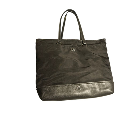 Coach Black Nylon Leather Trim Tote Bag One Size - Picture 8 of 16